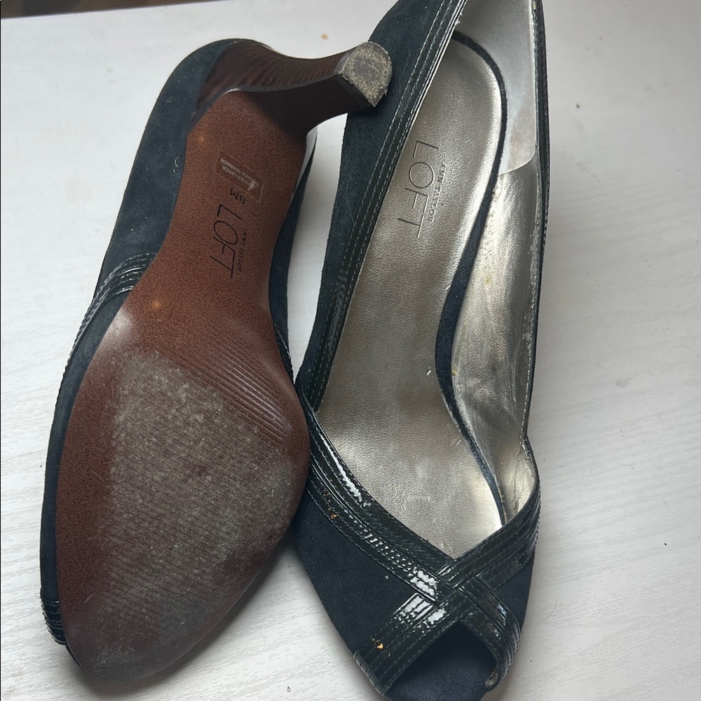 LOFT Black Peep-Toe Heels B24 - Picture 3 of 7